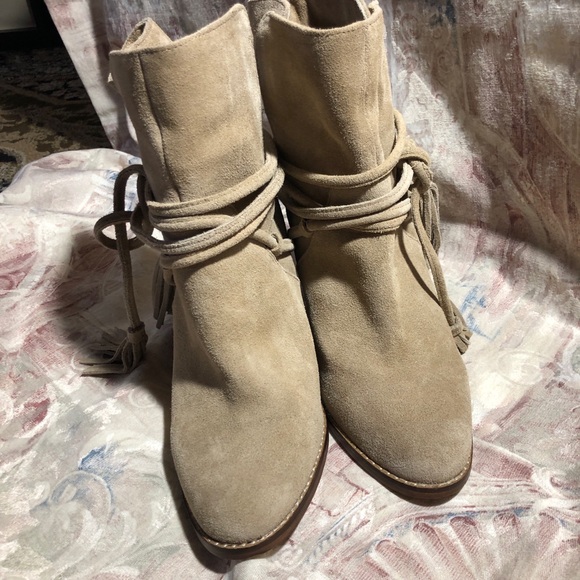 Aldo Contessina Suede Booties Fringe Wrap Size 10 - Picture 3 of 9